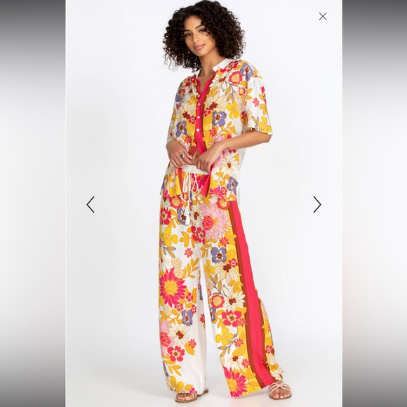 Johnny Was Pants - Jade Multicolor Floral Wide Leg Jumpsuit